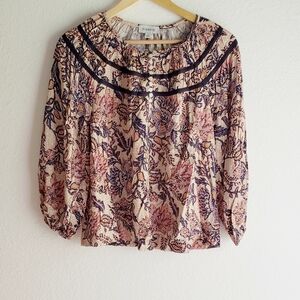 NWOT Evereve Floral Boho Blouse Small